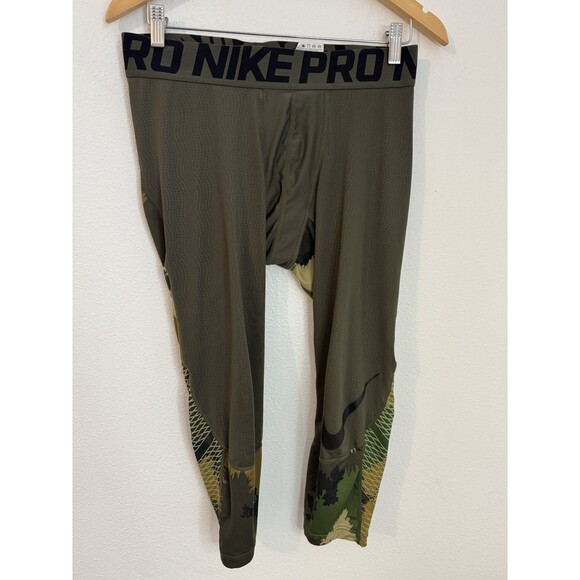 Nike Pro Hypercool Compression Camo Tights Pants Men’s L (Inseam 21) Green - Picture 1 of 7